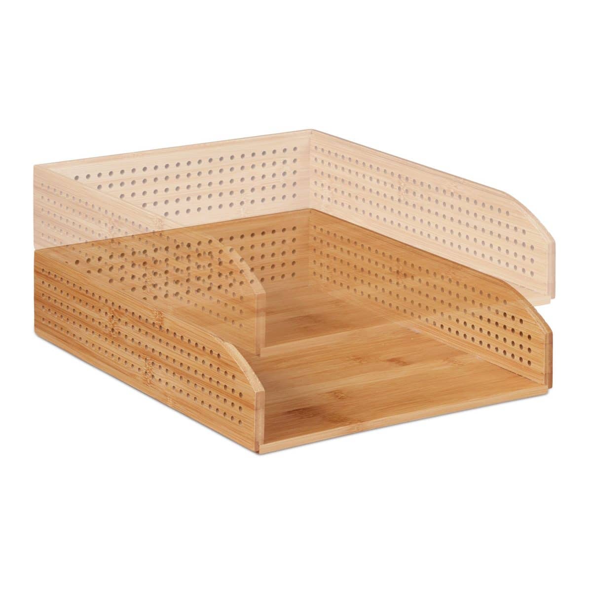 Tavita documente A4, din bambus, 7 x 25 x 33 cm, Relaxdays - imagine 6