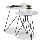 Set 2 masute cafea, alb/negru, MDF