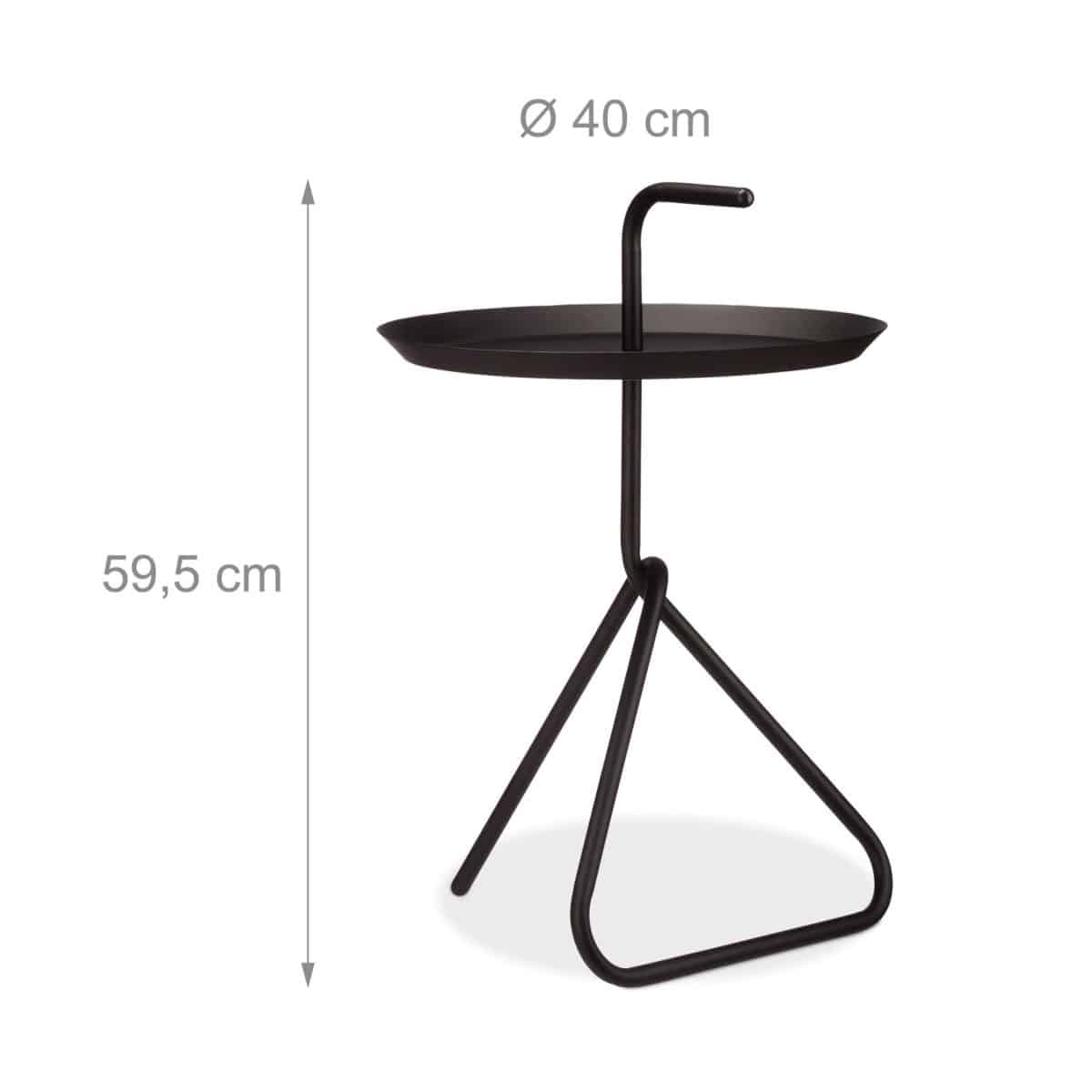 Masuta de cafea, din otel, 59,5 x 40 x 40 cm, negru - imagine 3
