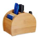 Organizator de birou, 4 compartimente, din bambus, 12 x 16 x 10,5 cm