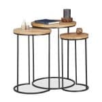 Set 3 masute de cafea, din lemn, dimensiuni diferite, maro