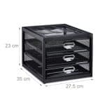 Organizator de birou, metalic, 3 sertare, negru, 23 x 27,5 x 35 cm - imagine 4