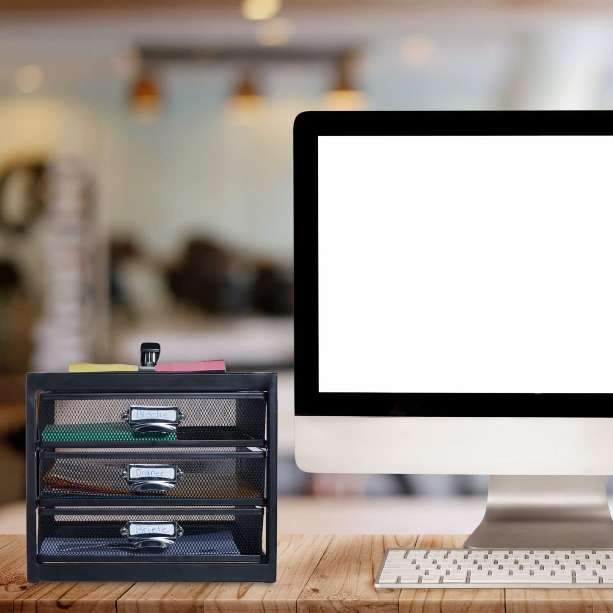 Organizator de birou, metalic, 3 sertare, negru, 23 x 27,5 x 35 cm - imagine 6
