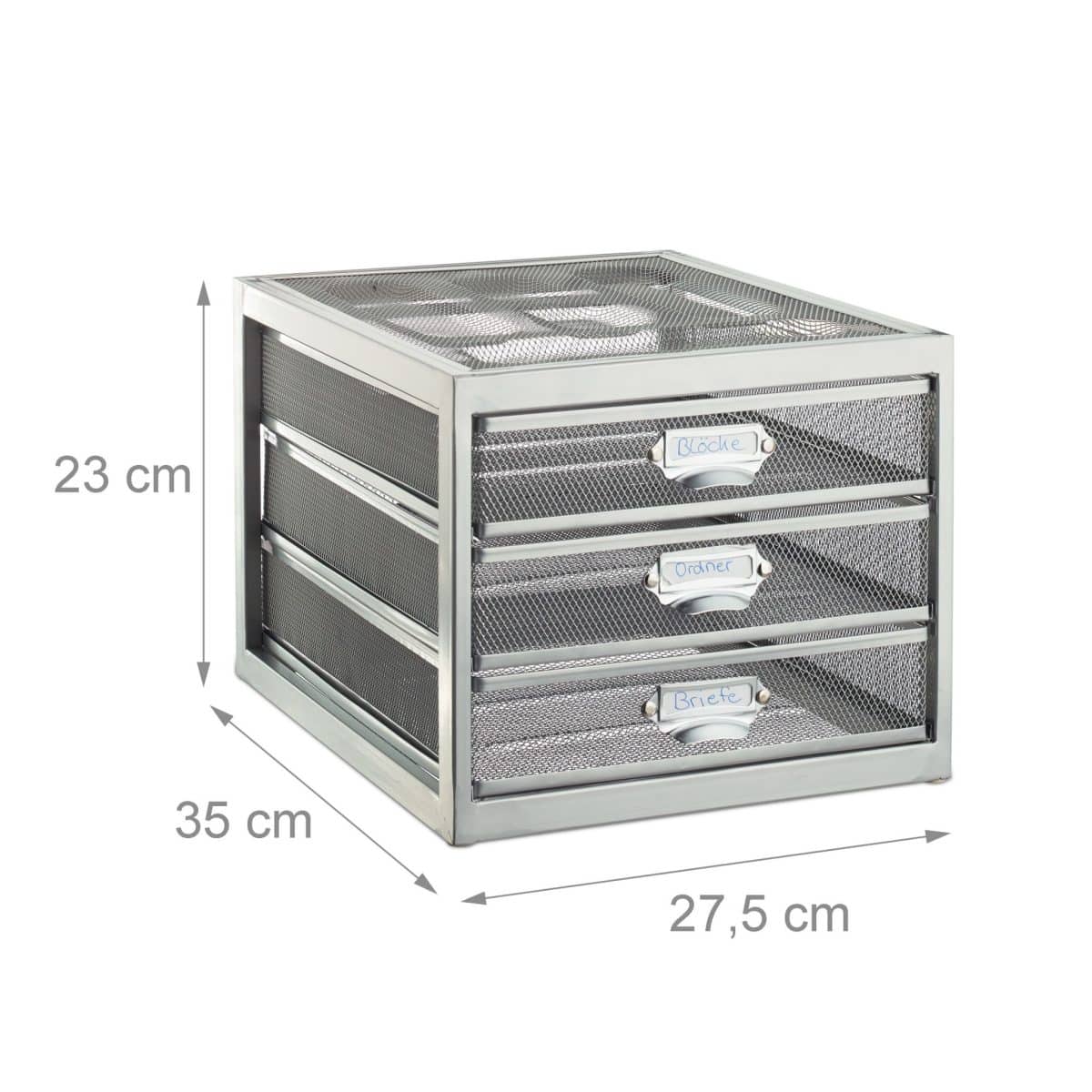 Organizator de birou, metalic, 3 sertare, gri, 23 x 27,5 x 35 cm - imagine 3