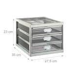 Organizator de birou, metalic, 3 sertare, gri, 23 x 27,5 x 35 cm - imagine 3