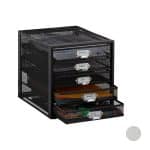 Organizator de birou, metalic, 5 sertare, negru, 29 x 27,5 x 35,5 cm