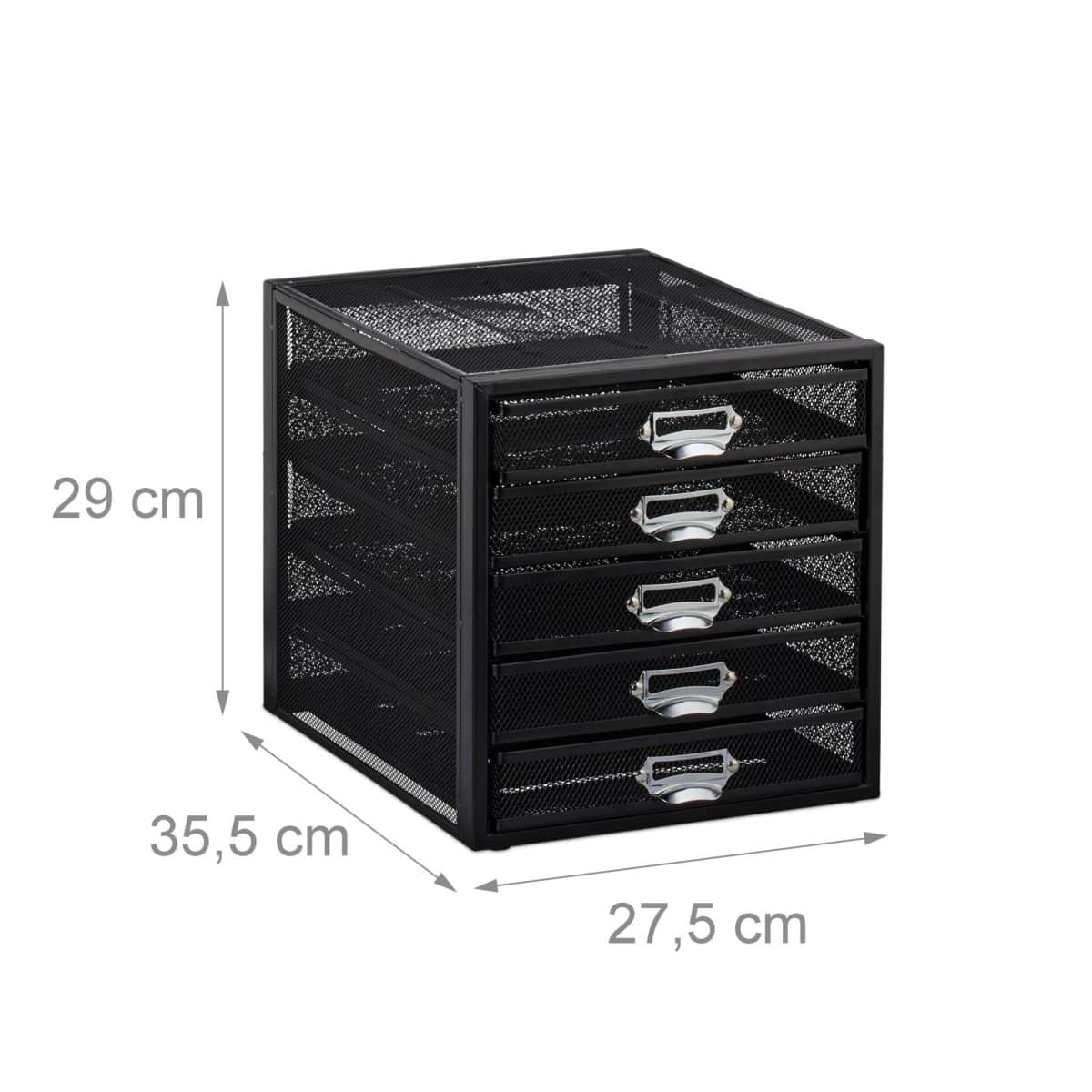 Organizator de birou, metalic, 5 sertare, negru, 29 x 27,5 x 35,5 cm - imagine 4