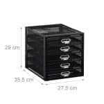 Organizator de birou, metalic, 5 sertare, negru, 29 x 27,5 x 35,5 cm - imagine 4