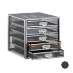 Organizator de birou, metalic, 5 sertare, gri, 29 x 27,5 x 35,5 cm