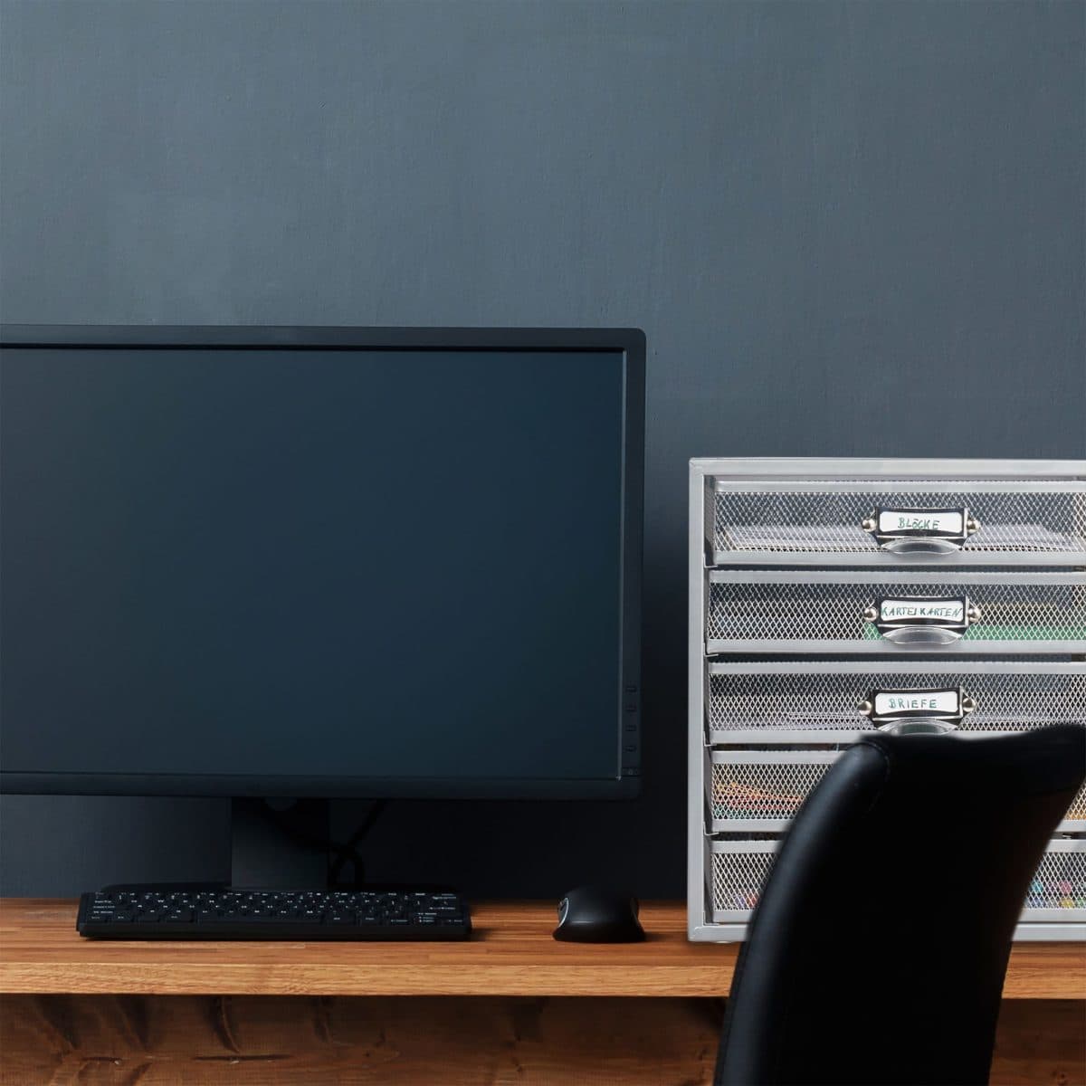 Organizator de birou, metalic, 5 sertare, gri, 29 x 27,5 x 35,5 cm - imagine 3
