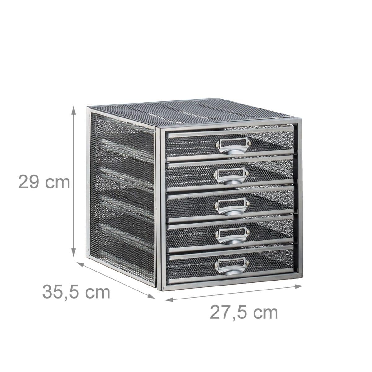 Organizator de birou, metalic, 5 sertare, gri, 29 x 27,5 x 35,5 cm - imagine 4