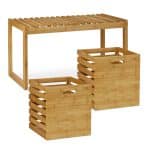 Banca cu spatiu de depozitare din bambus, ​​2 cutii de depozitare, 44,5 x 80 x 40 cm - imagine 5