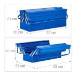 Cutie metalica albastra, maner transport, 5 compartimente, 21 x 53 x 20 cm - imagine 4