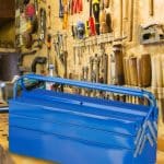 Cutie metalica albastra, maner transport, 5 compartimente, 21 x 53 x 20 cm - imagine 5
