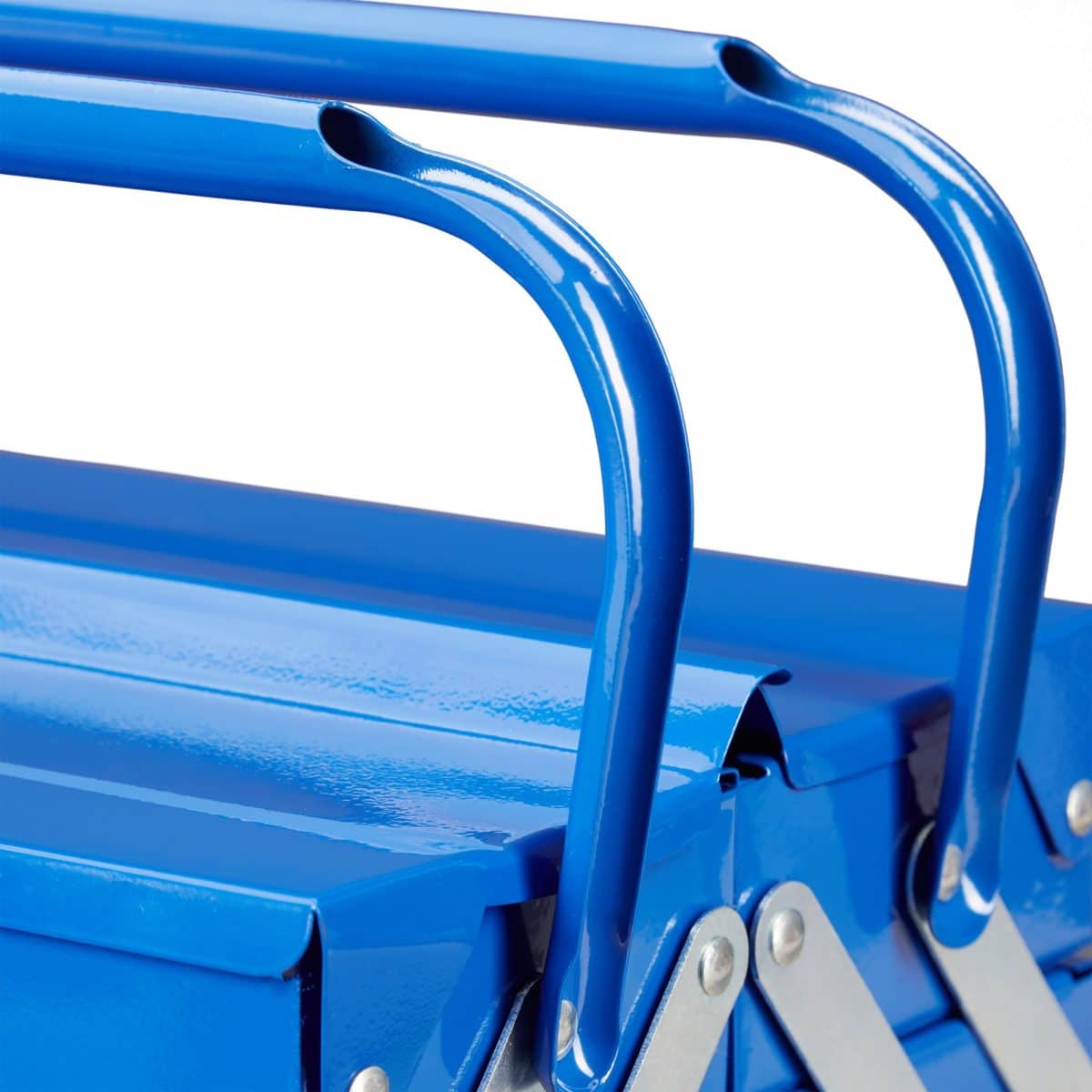 Cutie metalica albastra, maner transport, 5 compartimente, 21 x 53 x 20 cm - imagine 7