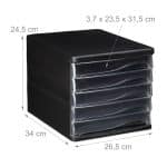 Organizator de birou, potrivit pentru A4, 5 sertare, 24,5 x 26,5 x 34 cm - imagine 4