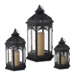 Set 3 felinare metalice, vintage, negru