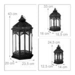 Set 3 felinare metalice, vintage, negru - imagine 5
