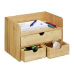 Organizator de birou, din bambus, compartimentat, 21 x 30 x 20 cm