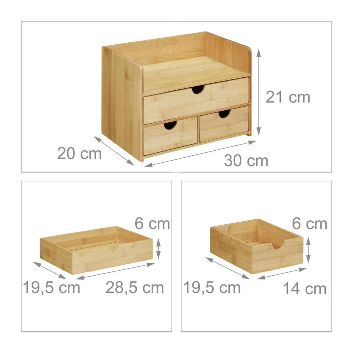 Organizator de birou, din bambus, compartimentat, 21 x 30 x 20 cm - imagine 5
