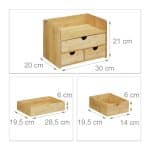 Organizator de birou, din bambus, compartimentat, 21 x 30 x 20 cm - imagine 5