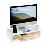 Suport laptop sau PC, 2 sertare si compartiment birotica, bambus, MDF, 12 x 55,5 x 27 cm