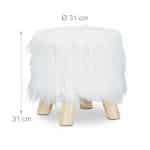 Scaun cu blana sintetica alba, picioare lemn, 31 x 31 cm - imagine 4