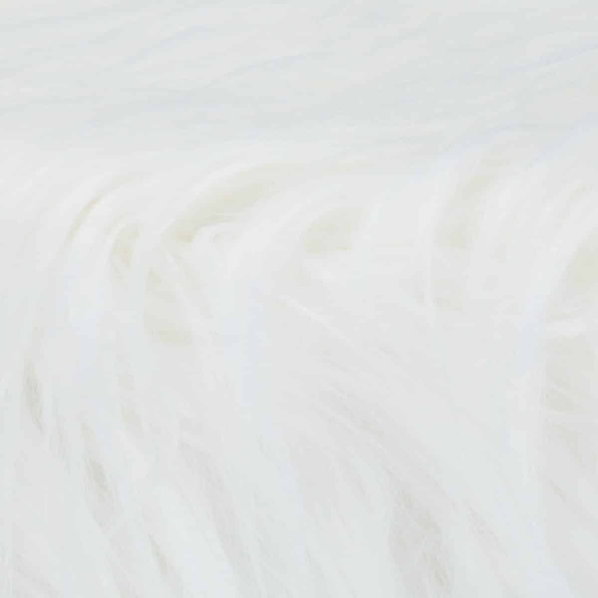 Scaun cu blana sintetica alba, picioare lemn, 31 x 31 cm - imagine 3