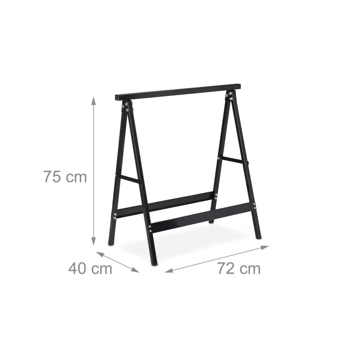 Set 2 staliere multifunctionale din otel, pliabile, capacitate 100 kg, negru, Relaxdays - imagine 4
