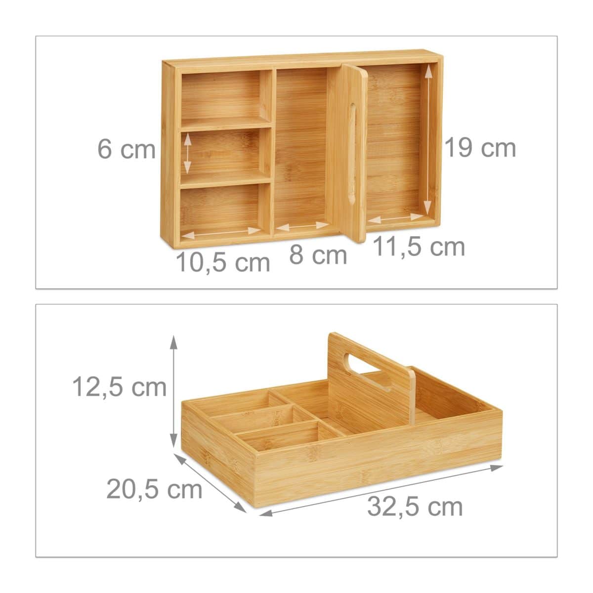 Organizator birou sau atelier, maner transport, din bambus, 12,5 x 32,5 x 20,5 cm - imagine 5