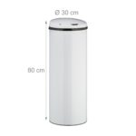 Cos de gunoi cu senzor, 50 L, otel, design modern, alb - imagine 2