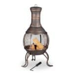 Semineu pentru terasa si gradina, cu poker, Relaxdays, otel/fonta, design rustic, negru, 89 x 44 x 44 cm