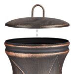Semineu pentru terasa si gradina, cu poker, Relaxdays, otel/fonta, design rustic, negru, 89 x 44 x 44 cm - imagine 4