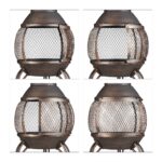 Semineu pentru terasa si gradina, cu poker, Relaxdays, otel/fonta, design rustic, negru, 89 x 44 x 44 cm - imagine 3