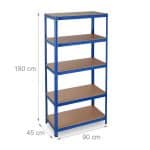 Raft multifunctional industrial, 5 rafturi, capacitate incarcare 875 kg, albastru, 180 x 90 x 45 cm - imagine 4