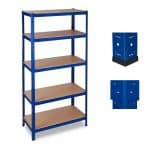 Raft metalic albastru cu 5 polite, incarcare 1325 kg, metal, 180 x 90 x 45 cm, Relaxdays