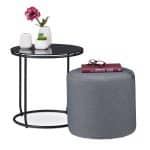 Set masuta cafea si taburet, 40 x 40 cm, negru/gri
