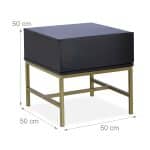 Noptiera neagra cu sertar, picioare din metal, 50 x 50 x 50 cm - imagine 6
