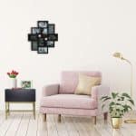 Noptiera neagra cu sertar, picioare din metal, 50 x 50 x 50 cm - imagine 4