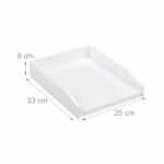 Tavita documente A4, din bambus, alb, 6 x 25 x 33 cm, Relaxdays - imagine 4
