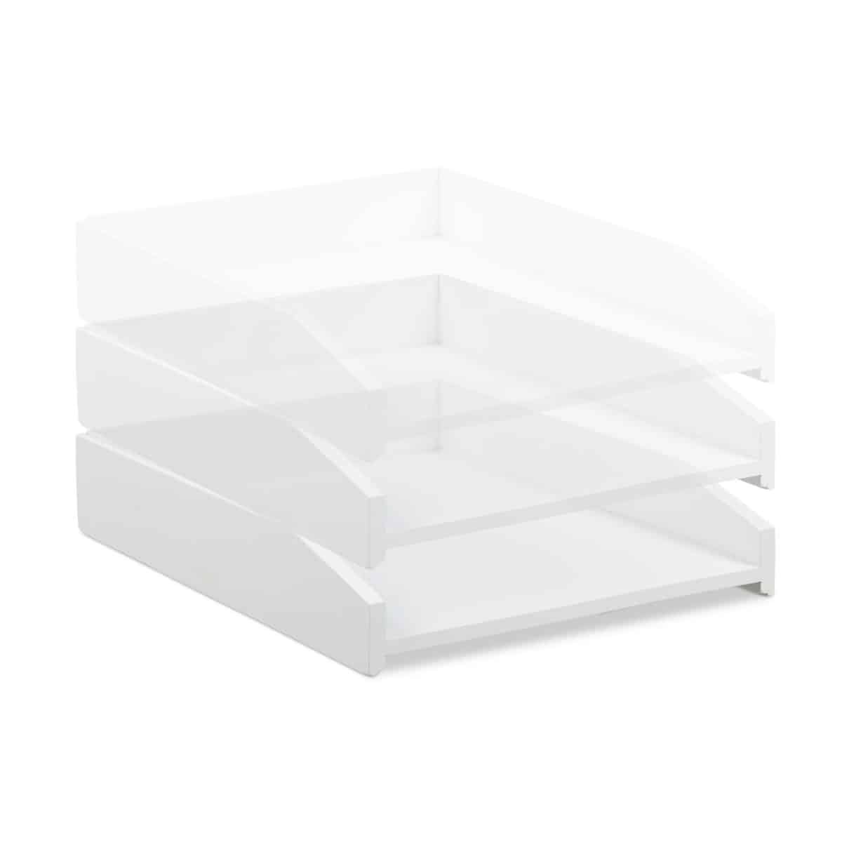 Tavita documente A4, din bambus, alb, 6 x 25 x 33 cm, Relaxdays - imagine 6