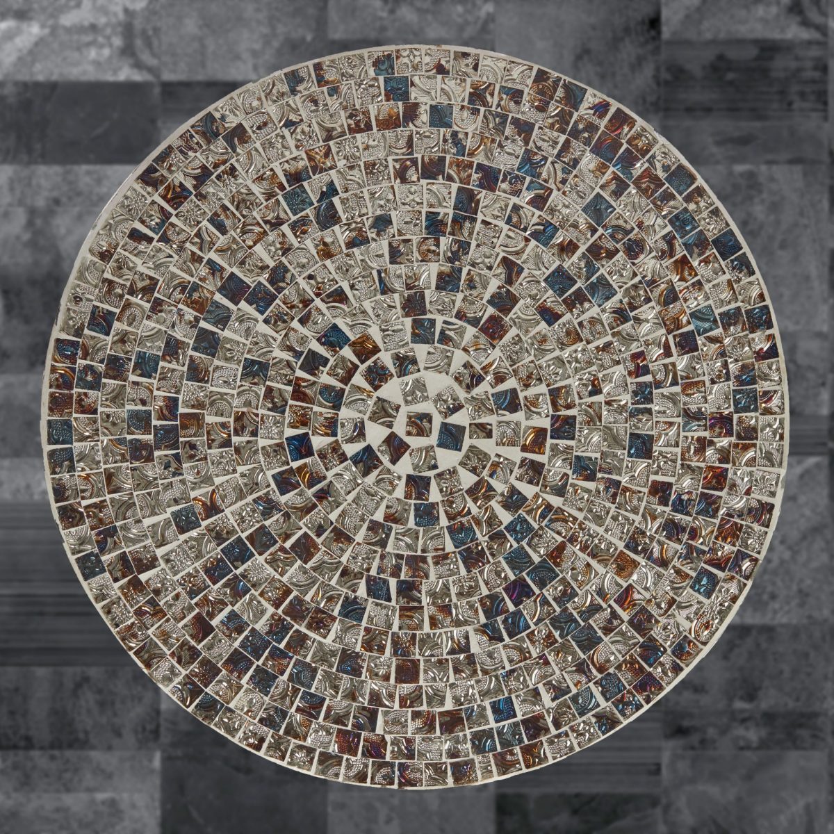 Masuta pentru sufragerie, 50 x 41 cm, MDF/sticla, alb/multicolor - imagine 5