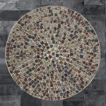 Masuta pentru sufragerie, 50 x 41 cm, MDF/sticla, alb/multicolor - imagine 5
