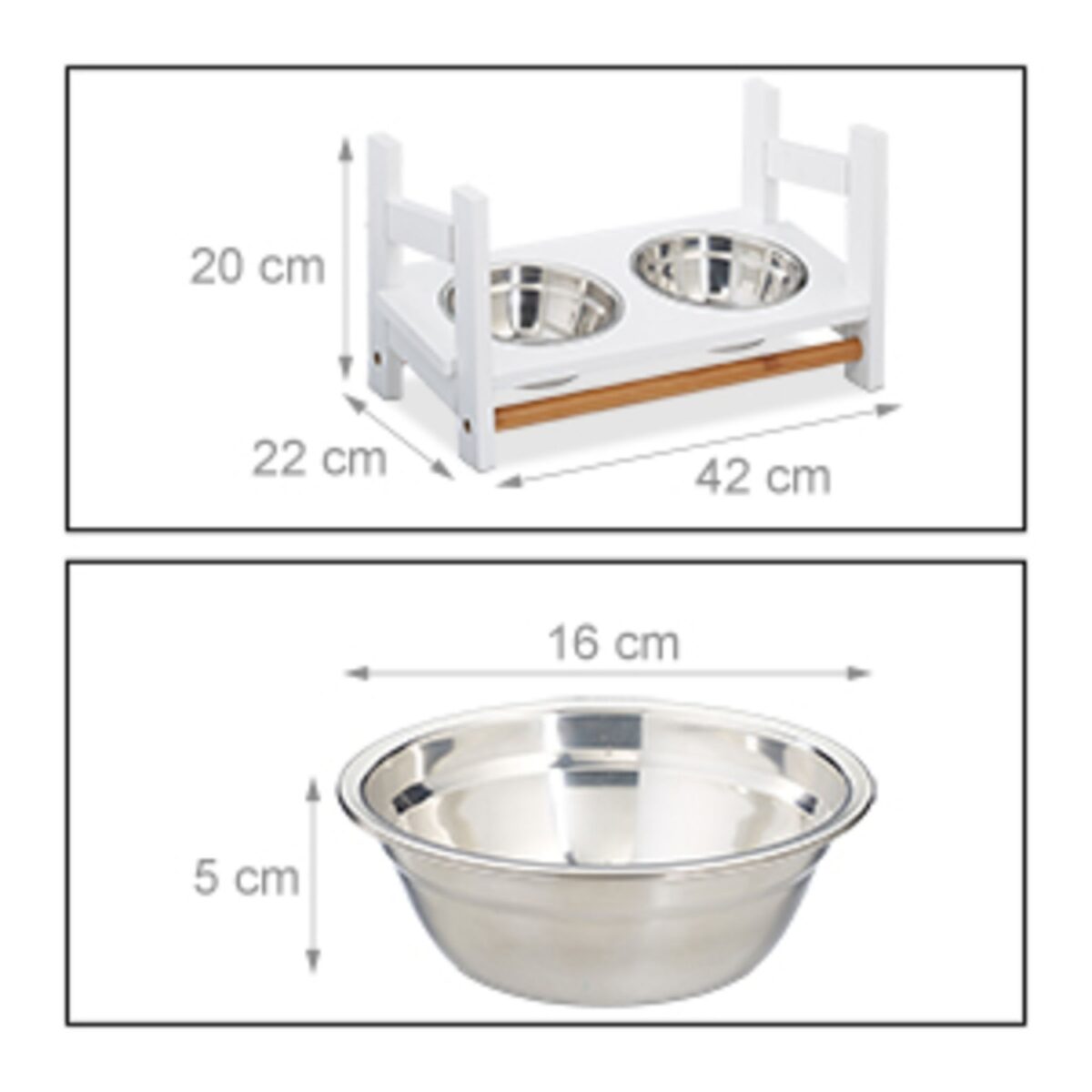Set 2 boluri, suport cu inaltime reglabila, alb, 20 x 42 x 22 cm - imagine 4