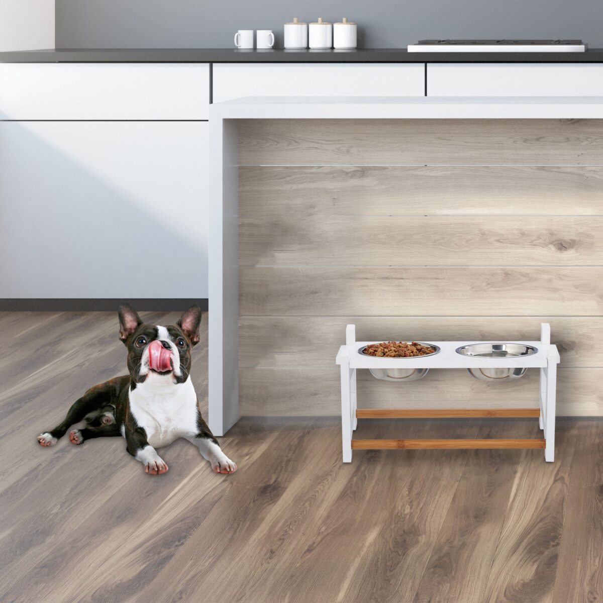 Set 2 boluri, suport cu inaltime reglabila, alb, 20 x 42 x 22 cm - imagine 5