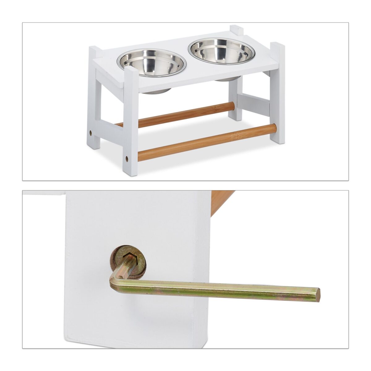Set 2 boluri, suport cu inaltime reglabila, alb, 20 x 42 x 22 cm - imagine 6