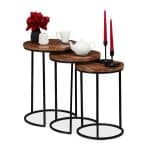 Set 3 masute de cafea, din lemn, dimensiuni diferite, maro/negru