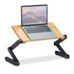 Suport laptop pana la 15 inch, pliabil, bambus, picioare pliabile, 47,5 x 60 x 26 cm