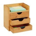 Organizator de birou, un raft si 3 sertare, din bambus, 21 x 20 x 13 cm