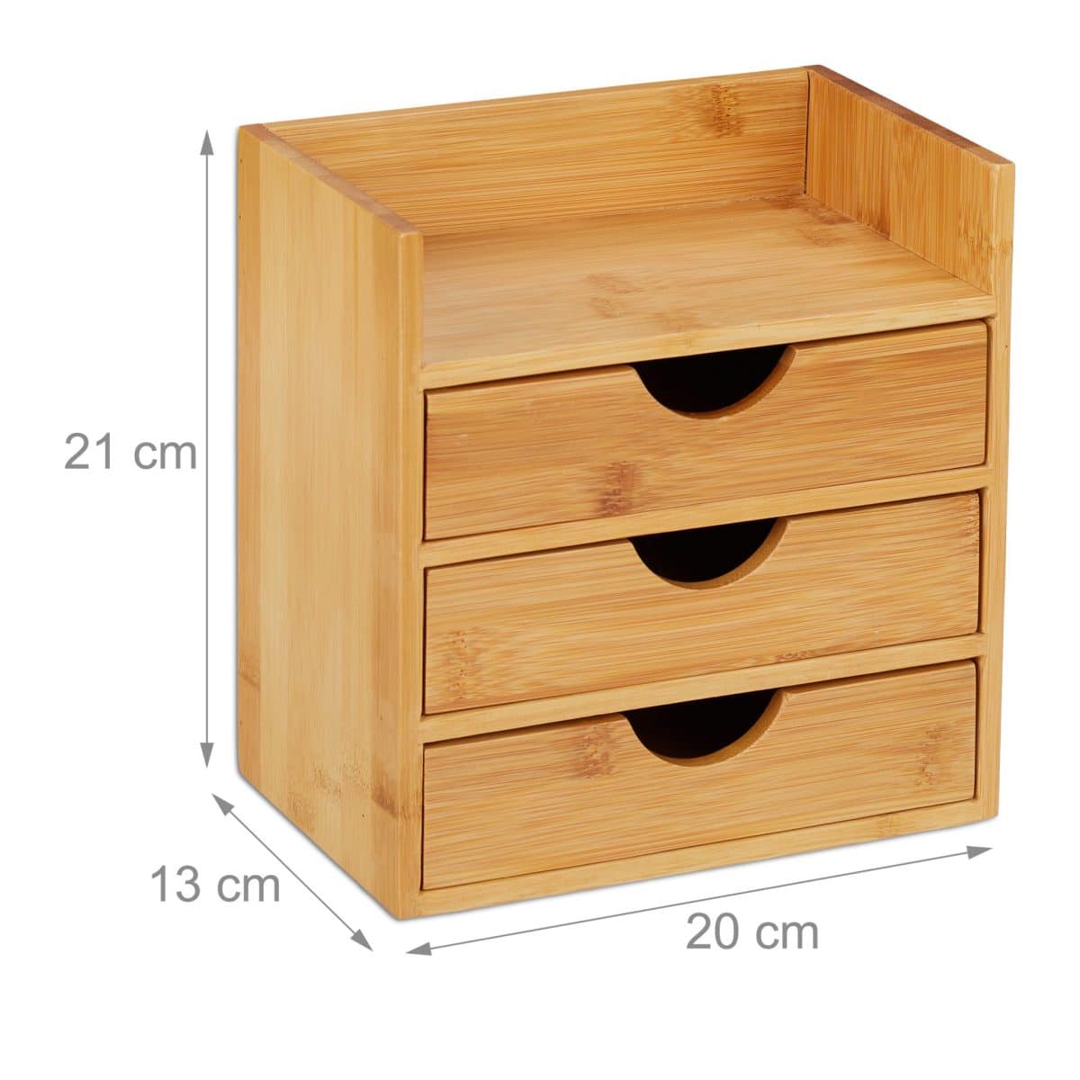 Organizator de birou, un raft si 3 sertare, din bambus, 21 x 20 x 13 cm - imagine 4